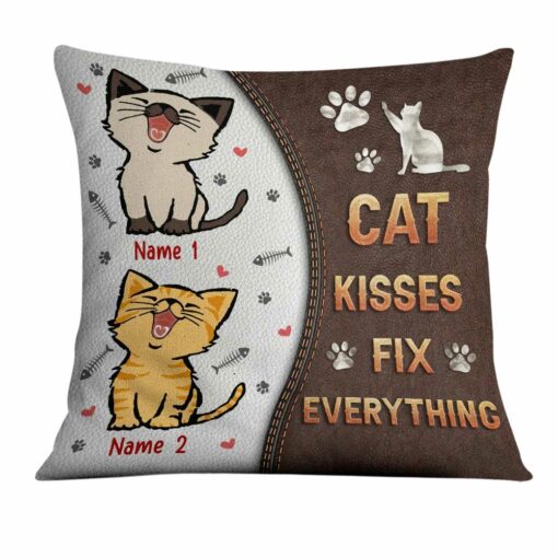 Personalized Cat Kisses Fix Everything Pillow