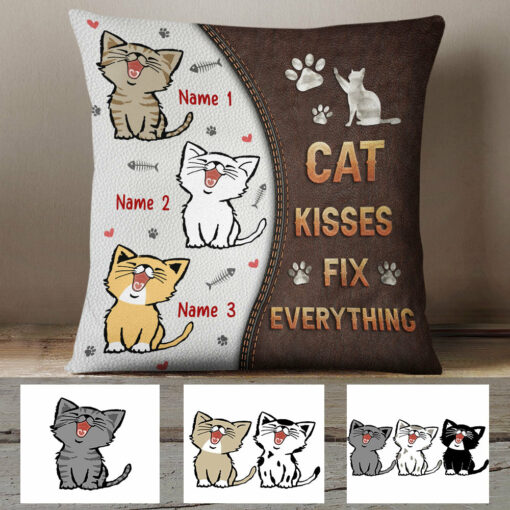 Personalized Cat Kisses Fix Everything Pillow