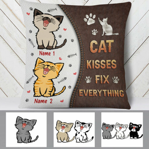 Personalized Cat Kisses Fix Everything Pillow