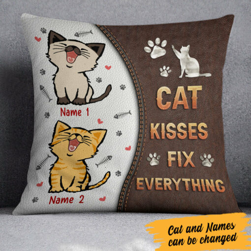 Personalized Cat Kisses Fix Everything Pillow