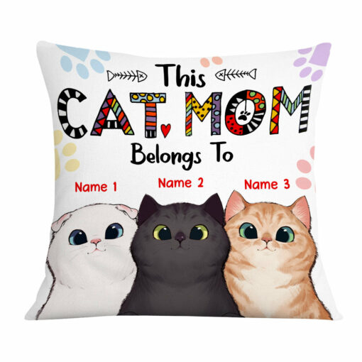 Personalized Cat Mom Belongs Pillow