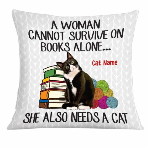 Personalized Cat Mom Book Photo Pillow