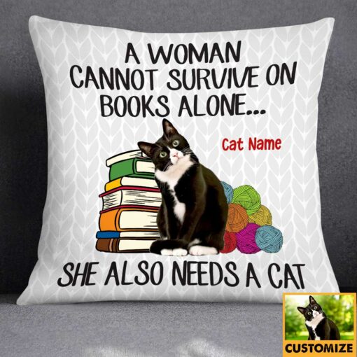 Personalized Cat Mom Book Photo Pillow