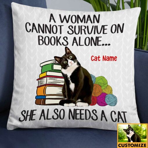 Personalized Cat Mom Book Photo Pillow