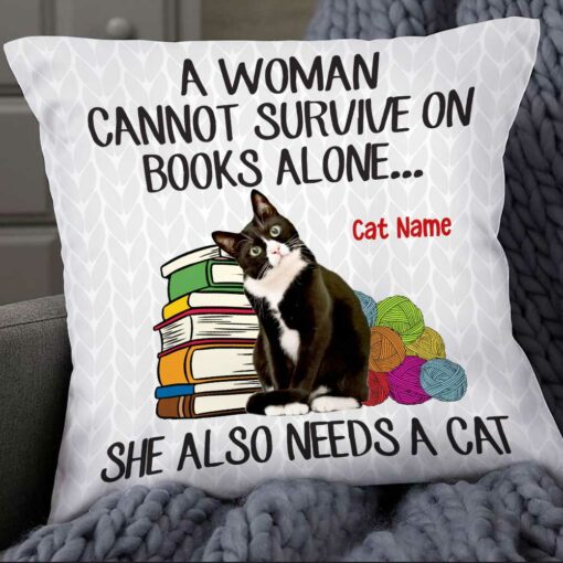 Personalized Cat Mom Book Photo Pillow