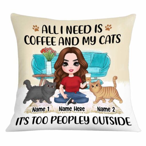 Personalized Cat Mom Coffee Pillow