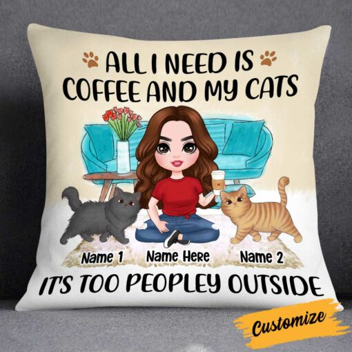 Personalized Cat Mom Coffee Pillow