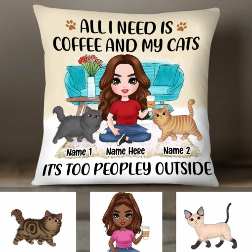 Personalized Cat Mom Coffee Pillow