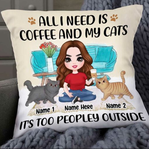 Personalized Cat Mom Coffee Pillow