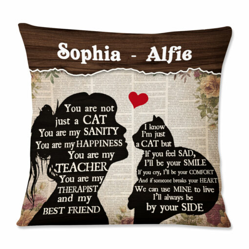 Personalized Cat Mom Conversation Pillow