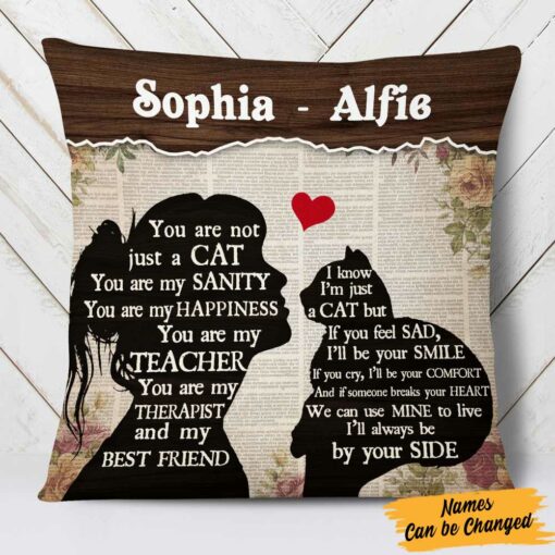 Personalized Cat Mom Conversation Pillow