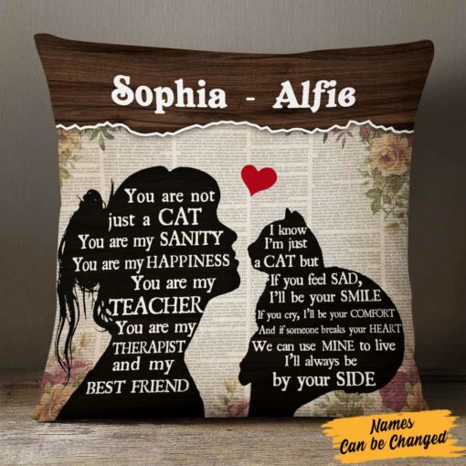 Personalized Cat Mom Conversation Pillow