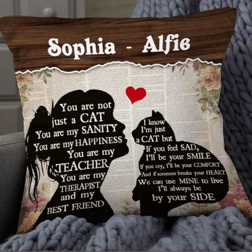 Personalized Cat Mom Conversation Pillow