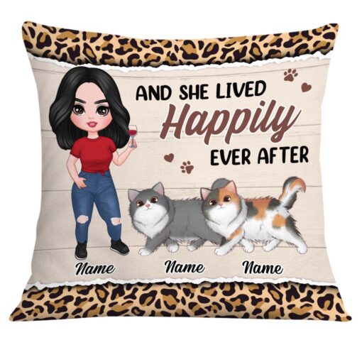 Personalized Cat Mom Happily Ever After Pillow