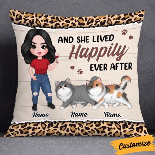 Personalized Cat Mom Happily Ever After Pillow