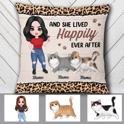 Personalized Cat Mom Happily Ever After Pillow