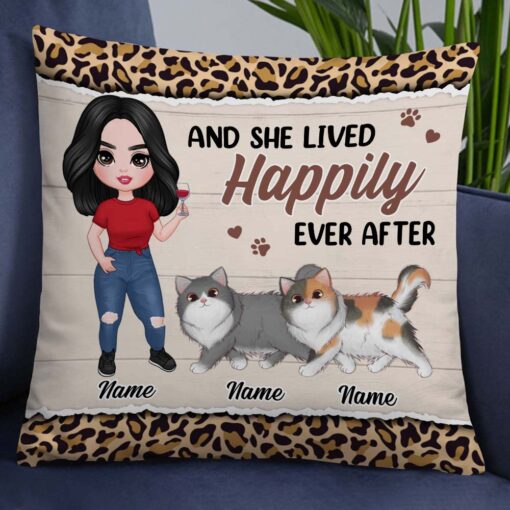 Personalized Cat Mom Happily Ever After Pillow