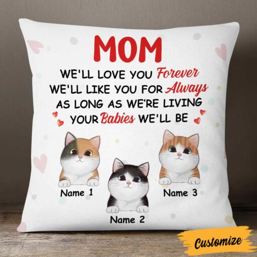 Personalized Cat Mom I Love You Pillow