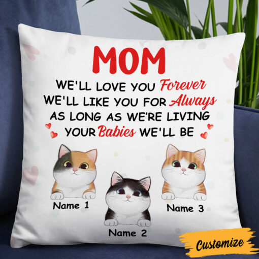 Personalized Cat Mom I Love You Pillow