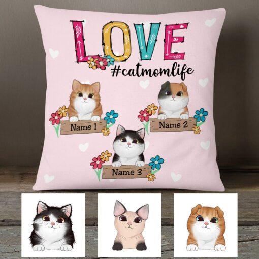 Personalized Cat Mom Love Pillow