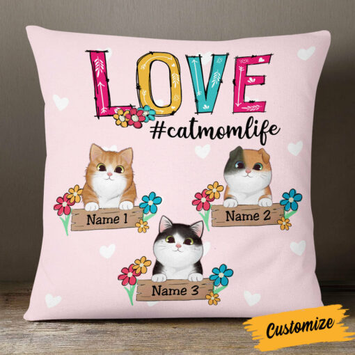 Personalized Cat Mom Love Pillow