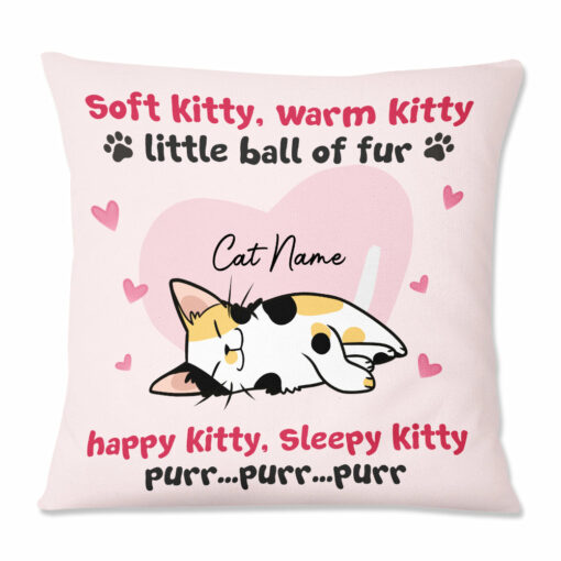 Personalized Cat Mom Soft Kitty Warm Kitty Little Ball Of Fur Pillow