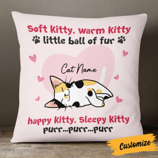 Personalized Cat Mom Soft Kitty Warm Kitty Little Ball Of Fur Pillow