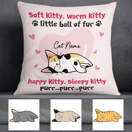 Personalized Cat Mom Soft Kitty Warm Kitty Little Ball Of Fur Pillow