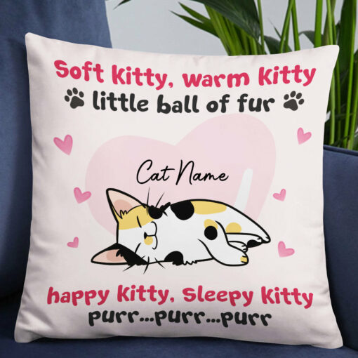 Personalized Cat Mom Soft Kitty Warm Kitty Little Ball Of Fur Pillow