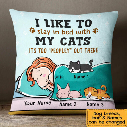 Personalized Cat Mom Stay In Bed With My Cat Pillow