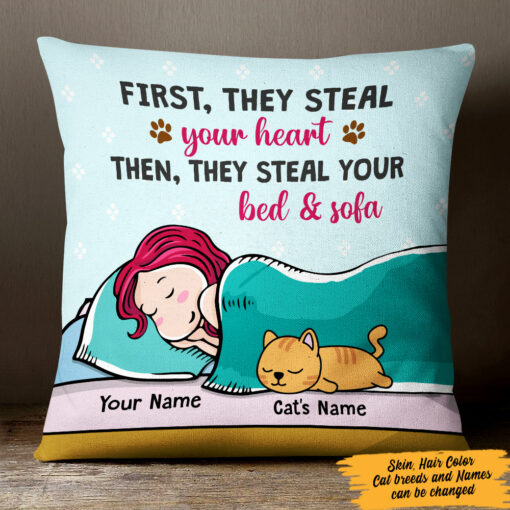 Personalized Cat Steal Your Bed Pillow