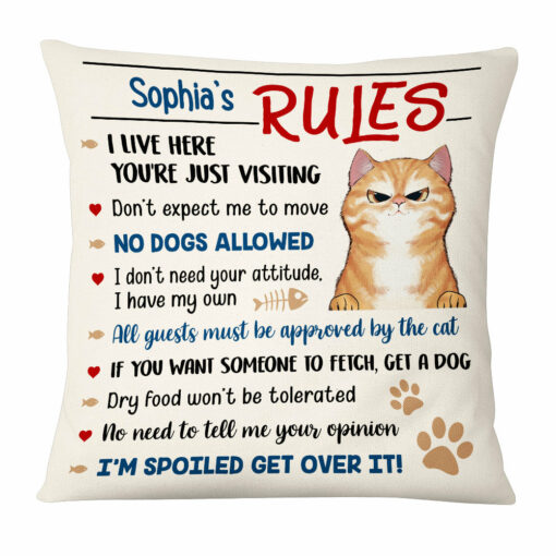 Personalized Cat’s Rules Pillow