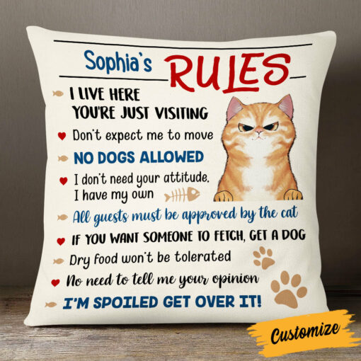 Personalized Cat’s Rules Pillow