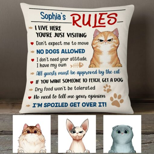 Personalized Cat’s Rules Pillow