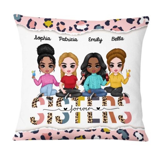 Personalized Cheetah Sisters Forever Friendship Pillow