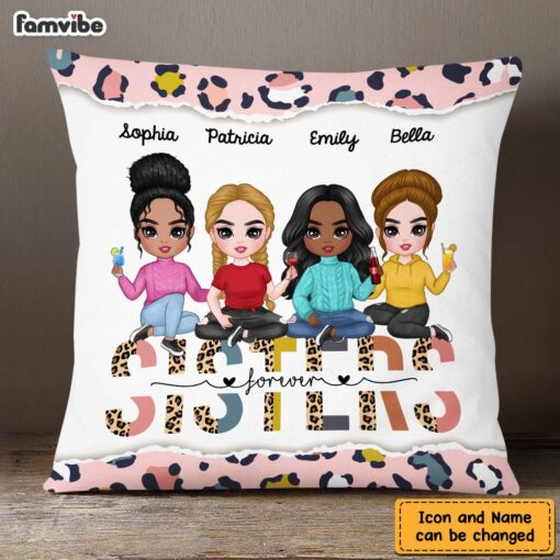 Personalized Cheetah Sisters Forever Friendship Pillow