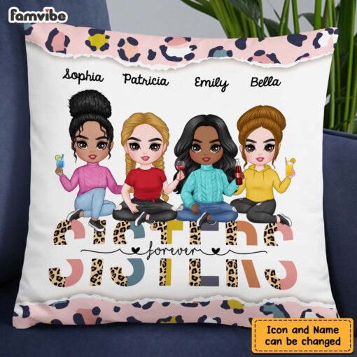 Personalized Cheetah Sisters Forever Friendship Pillow