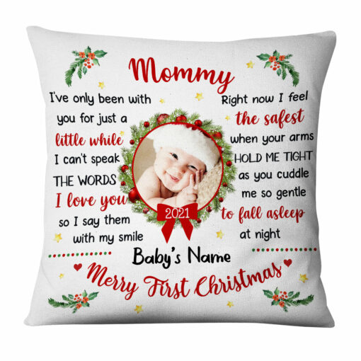 Personalized Christmas Baby Photo Pillow