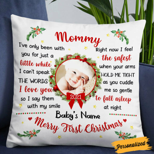 Personalized Christmas Baby Photo Pillow