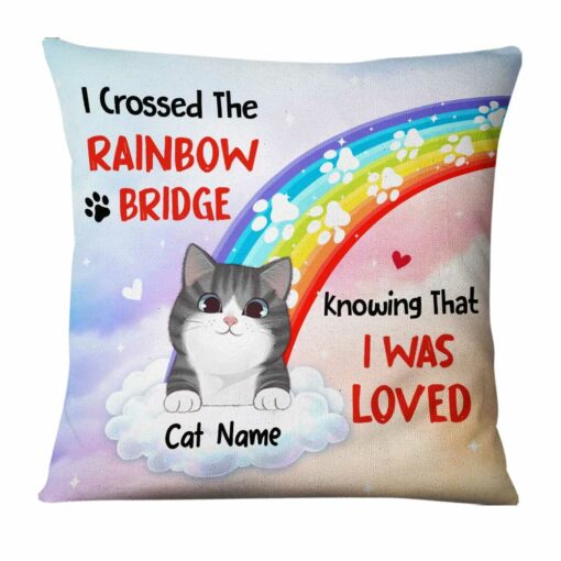 Personalized Christmas Cat Memo Rainbow Pillow