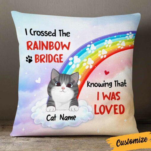 Personalized Christmas Cat Memo Rainbow Pillow