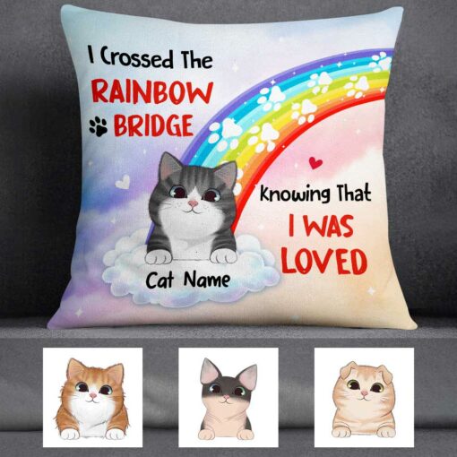 Personalized Christmas Cat Memo Rainbow Pillow