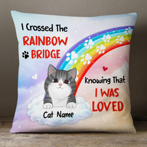 Personalized Christmas Cat Memo Rainbow Pillow