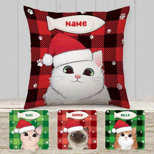 Personalized Christmas Cat Pillow