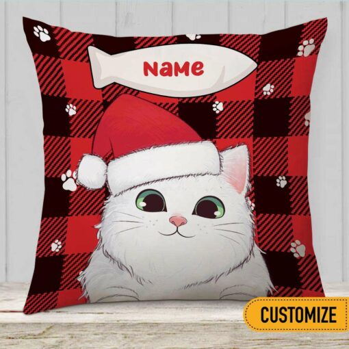 Personalized Christmas Cat Pillow