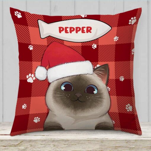 Personalized Christmas Cat Pillow