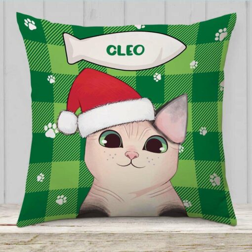 Personalized Christmas Cat Pillow