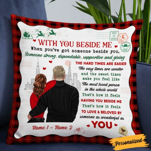 Personalized Christmas Couple With You Beside Me Pillow