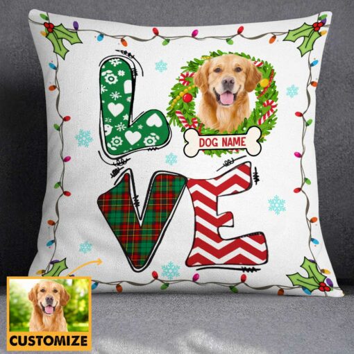 Personalized Christmas Dog Cat Photo Pillow