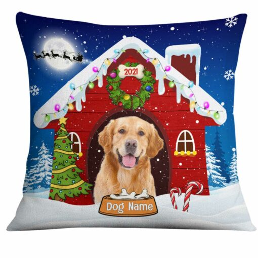 Personalized Christmas Dog Photo Pillow